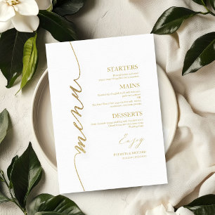 Cartão de Menu de Casamento com Letra Elegante par
