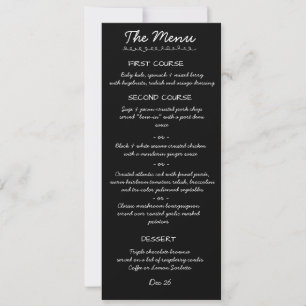 Cartão de Menu de Casamento com Letra Manuscrita E