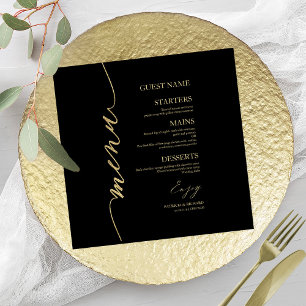 Cartão de Menu de Casamento com Letra Rebuscada pa