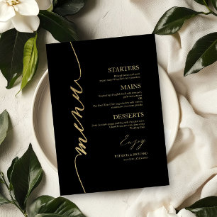 Cartão de Menu de Casamento com Letra Rebuscada pa