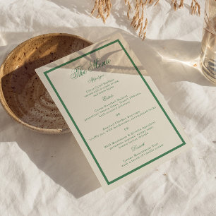 Cartão de Menu de Casamento com Listras Verde de C
