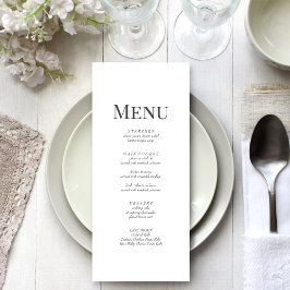 Cartão de Menu de Casamento com Monograma Minimali