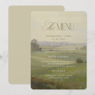 Cartão de Menu de Casamento com Paisagem Europeia