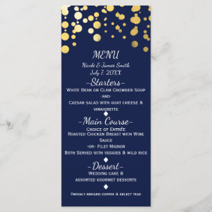 Cartão de Menu de Casamento com Pontos Modernos Az
