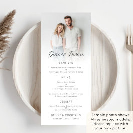 Cartão de Menu de Casamento com Sobreposição de Fo