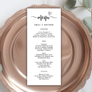 Cartão de Menu de Casamento com Tipografia de Scri