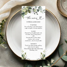 Cartão de Menu de Casamento com Vegetação Rustic C