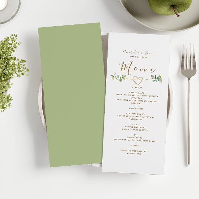 Cartão de Menu de Casamento com Verde Elegante Neu (Criador carregado)
