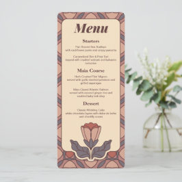 Cartão de Menu de Casamento com Vitral Floral Art 