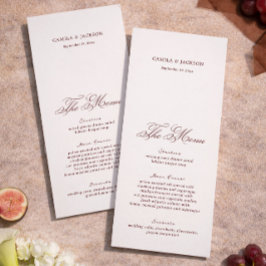 Cartão de Menu de Casamento Cream e Burgundy Vitor