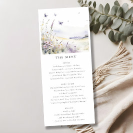 Cartão de Menu de Casamento da Borboleta de Campo 