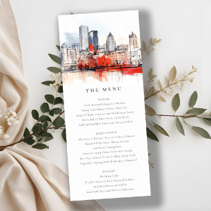 Cartão de Menu de Casamento da Cidade de Boston Ma