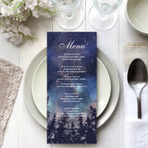 Cartão de Menu de Casamento da Floresta da Noite E