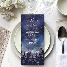 Cartão de Menu de Casamento da Floresta da Noite E