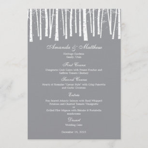 Cartão de Menu de Casamento da Floresta de Invern