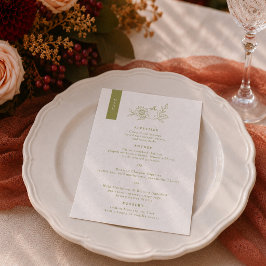 Cartão de Menu de Casamento de Abóbora Verde Oliva