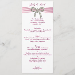 Cartão de Menu de Casamento de Arco Diamond Rosa