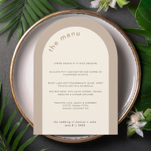 Cartão de Menu de Casamento de Arco Neutro Mínimo