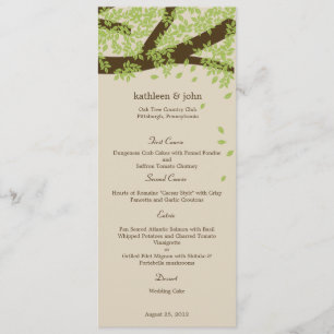 Cartão de Menu de Casamento de Árvore de Oak