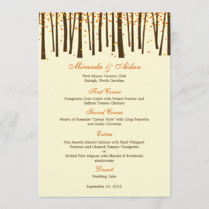 Cartão de Menu de Casamento de Árvores Florestais