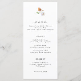 Cartão de Menu de Casamento de Aves de Amor Simple