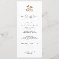 Cartão de Menu de Casamento de Aves de Amor Simple