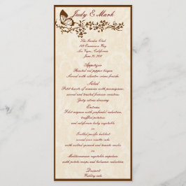 Cartão de Menu de Casamento de Borboleta Elegante