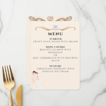 Cartão de Menu de Casamento de Casal Minimalista E