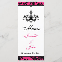 Cartão de Menu de Casamento de Chandelier Branco,