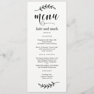 Cartão de Menu de Casamento de COR EDITÁVEL para