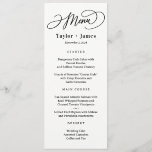 Cartão de Menu de Casamento de COR EDITÁVEL para D