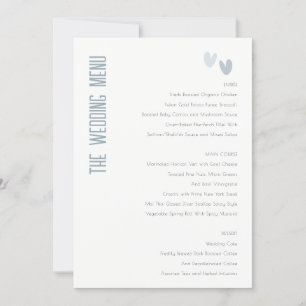 Cartão de Menu de Casamento de Corações Azuis Míni