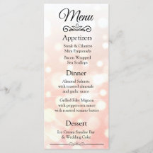 Cartão de Menu de Casamento de Coral Elegante Deco