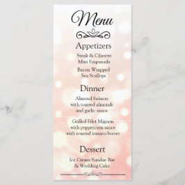 Cartão de Menu de Casamento de Coral Elegante Deco