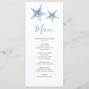 Cartão de Menu de Casamento de Estrela-do-Mar com