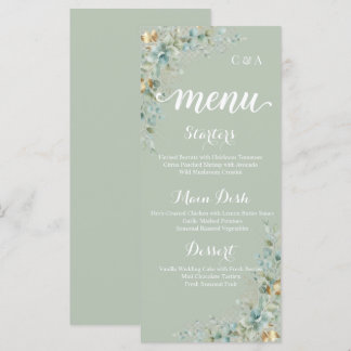 Cartão de Menu de Casamento de Eucalipto Botânico