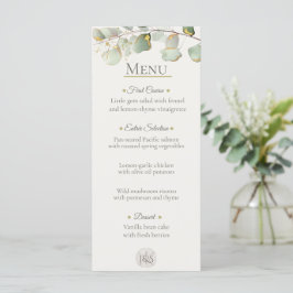 Cartão de Menu de Casamento de Eucalipto Costeiro