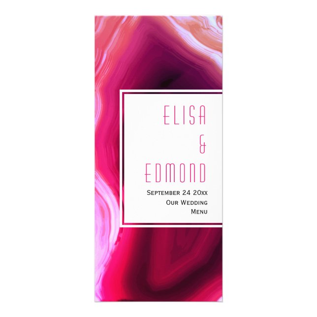 Cartão de menu de casamento de fatia de fatia de f (Frente)