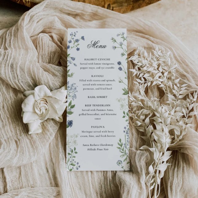 Cartão de Menu de Casamento de Flor Selvagem de Aq (Criador carregado)
