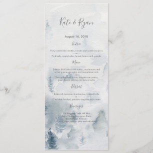 Cartão de Menu de Casamento de Floresta de Aquarel