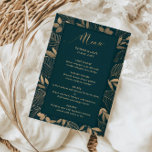 Cartão de menu de Casamento de Foilage Border Exot<br><div class="desc">Projetado para coordenar com a nossa Dourada Folhagem sobre a Coleção Verde da Floresta, este menu de casamento personalizável que combina apresenta uma bela fronteira exótica de folha de folhagem em fundo verde da floresta. Para personalização mais avançada deste design, por exemplo, alteração do layout, da fonte ou do tamanho...</div>