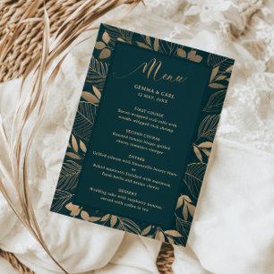 Cartão de menu de Casamento de Foilage Border Exot