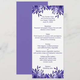 Cartão de Menu de Casamento de Folhagem Floral Azu