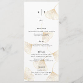 Cartão de Menu de Casamento de Folhas de Ginkgo Do