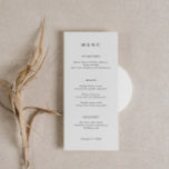 Cartão de Menu de Casamento de Fonte Clássica Mini<br><div class="desc">Projetado para coordenar com nossa coleção Minimalista All In One, este cartão de menu personalizável de correspondência apresenta um layout simples e limpo, com fonte clássica. Para personalização mais avançada deste design, por exemplo, alteração do layout, da fonte ou do tamanho do texto, clique no botão "PERSONALIZAR" acima. Por favor,...</div>