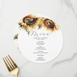 Cartão de Menu de Casamento de Girassol