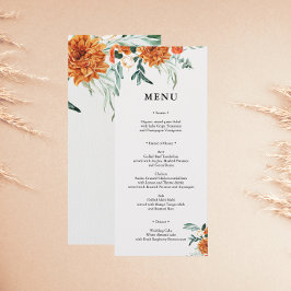 Cartão de Menu de Casamento de Grama Pampas Boho T
