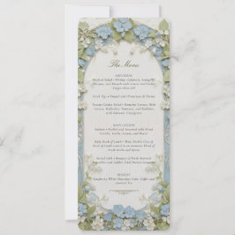 Cartão de Menu de Casamento de Hydrangea Azul
