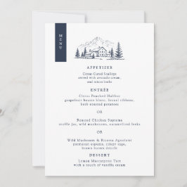 Cartão de Menu de Casamento de Inverno Marinho na