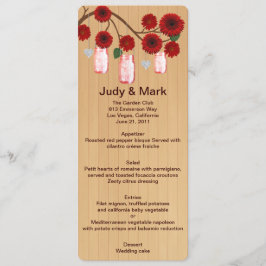 Cartão de Menu de Casamento de Jars Red Mason Rust